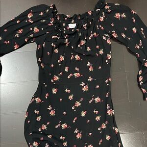 Flynn Skye Black Dress with Red Floral Pattern